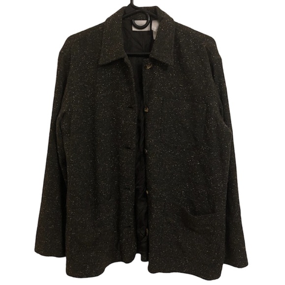 Liz Claiborne Jackets & Blazers - Liz Claiborne Wool Blend Tweed Button-Down Jacket